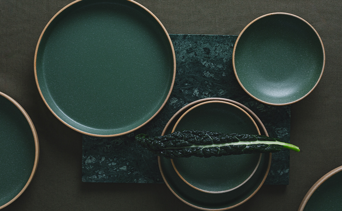 dark green ceramic plates, elegant tableware, 1765 Gemini store collection